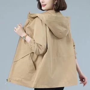 여성 자켓 여자 바람막이 크롭 코트 가죽 청 재킷 봄 가을 트렌치코트 루즈핏 중년 어머니 오버코트 캐주얼