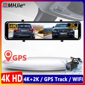 룸미러 블랙박스 12 전면 4K 2160P 자동차 Dvr 후면 2K 1440P 카메라 백미러 WIFI 비디오 레코더 듀얼 렌즈 GPS 트랙 자동 등록 대시