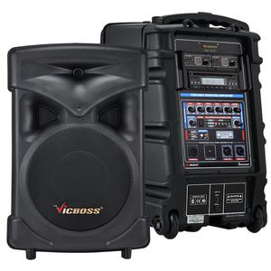 VICBOSS PWA-V9102 500W 충전용 앰프 스피커 핸들형 캐리어 블루투스 USB  CD 무선마이크2개