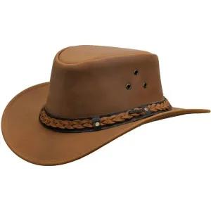 Outback Trading Company 아웃백 트레이딩 맨즈 1367 Wagga UPF 50 통기성 가죽 웨스턴 모자 조절 턱 끈 땋