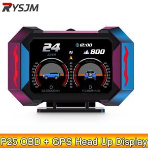 헤드업디스플레이 HUD 헤드 업 디스플레이 경사 계량기 경사 알람 OBD  GPS HUD 차량용 디지털 속도계 수온