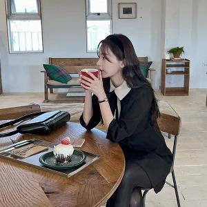 핫핑 [하객룩] 리페어 리본카라 미니원피스