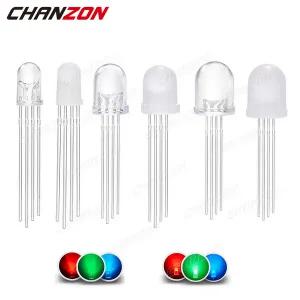 발광다이오드 고휘도 5mm 8mm 10mm Led 다이오드 RGB 발광 4 핀 일반적인 양극 음극 삼색 명확한 확산 DIY