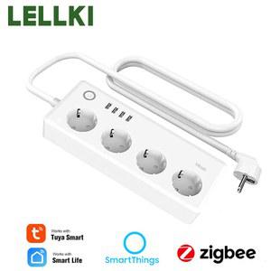 스마트 플러그 얇은 멀티탭 콘센트 LELLKI ZIGBEE 전원 스트립 투야 라이프 스위치 전기 소켓 ZIGBEE2MQTT 연장선 1 8 ALEXA SMARTTHINGS