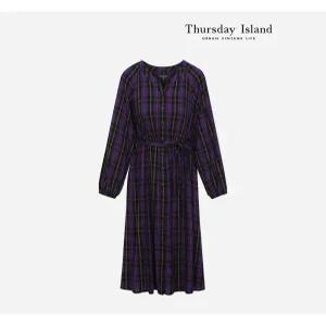 [써스데이아일랜드][Thursday Island] 브이넥 풀오픈 체크 원피스(T238MOP231W)