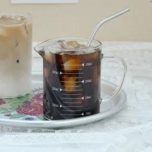 내열유리 비커컵 350mL 본품 1개 유리컵 비커컵 내열비커컵 눈금유리컵