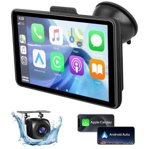 7인치 휴대용 카플레이 화면 무선 안드 오토 차량용 블루투스 라디오 1080P 카메라 2 5K 블랙박스 내비게이션 DVR