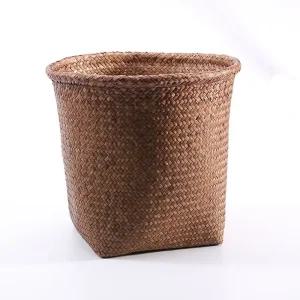 발코니 커버 바구니 라탄화분 가리개30X30CM 브라운 베란다 화분받침