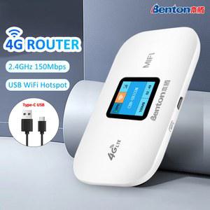 스마트책상이동형 Benton 잠금 해제 3G 4G MiFi 150Mbps 휴대용 WiFi 모바일 포켓 라우터 USB SIM 카드 LTE