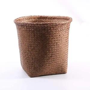 [셀러에이드]발코니 브라운 커버 라탄화분 베란다 가리개26X26CM 바구니