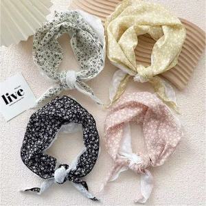 여자 센스있는 꽃무늬 봄 레이스 쁘띠 미니 스카프