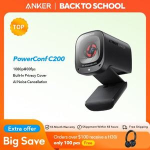Anker PowerConf C200 2K 노트북 컴퓨터 용 웹캠 미니 USB 카메라 노이즈 캔슬링 스테레오 마이크