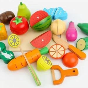 PV 원목 야채 싹둑썰기 17pcs/역할 도형놀이 애기 마트 과일 감 세 어 소근육 퍼즐 어린이선물