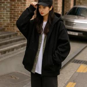 데일리 오버핏 후드집업 남녀공용 간절기 점퍼 아우터 캐주얼 베이스 잠바