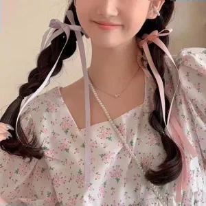 스타일링집게핀 발레코어 꼬리 롱 리본핀 미니 헤어 집게 옆 머리 핀