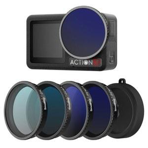 DJI 오스모 액션 5 프로/액션 4, 5팩 CPL FS ND8 ND16 ND32 스냅온 편광 중성 밀도 필터 및 렌즈 실리콘 커버용 스몰리그 ND 필터 키트, HD 광학 유리/멀