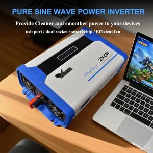 차량용 인버터 DC 12V to AC 220V 110V 1000W 순수 정현파 LCD 디스플레이 컨버터 충전기 USB 어댑터 범용