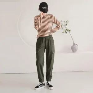 [오노마] ONM 여성 3컬러 심플 베이직 허리밴딩 카고팬츠 조거  41581586)