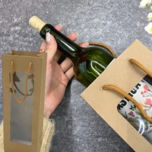 고품질 1개 크라프트 긴 직사각형 종이백 투명창 롱 종이가방 (WE006AC)