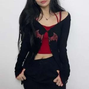 스파이더 크롭 홀터넥 나시 가디건 투피스 세트