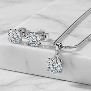 [메종드쉬] 모이사나이트 세트 귀걸이 목걸이 뱀줄1캐럿