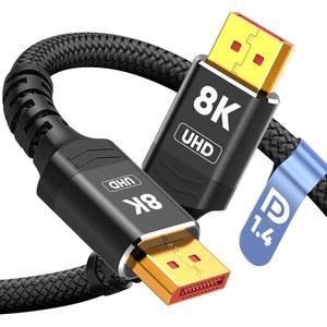 Capshi 8K 4K 디스플레이포트 케이블 1.4, 10FT DP 코드(VESA , 8K@60Hz, 4K@144Hz, 2K@240Hz/165Hz), 게이밍 모니터용 32.4Gbps 고속 케이블, HDR/FreeSync/G-Sync, 브레이드, 블랙