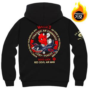 간쓰리 바머 국내생산 기모 후드티 블랙