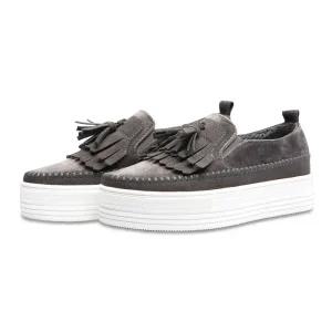 SNRD 4cm키높이 여성 털 모카 테슬 슬립온 SN570