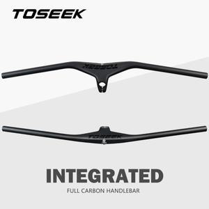 TOSEEK-매트 블랙 카본 파이버 자전거 MTB 라이저-17 도 일체형 핸들바 및 스템, 산악 부품