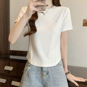 스타일아유 시원한 썸머 순면 무지 반팔티 여성용 숏 심플 캐주얼 라운드 티셔츠 TS2503
