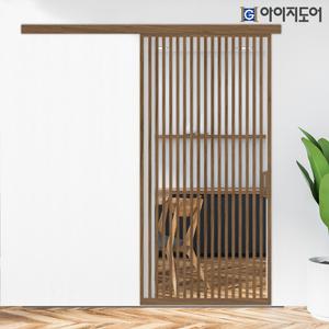 간살 초슬림 중문 원슬라이딩 아파트 현관 우드 자사직접시공 투명강화+간살A 오픈형