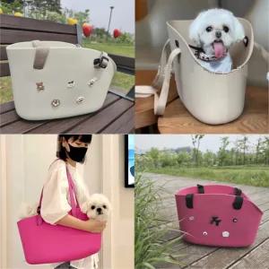 DIY 파츠장식 강아지 가방 애견 캐리어 소형견 이동가방 슬링백 비치백 방수