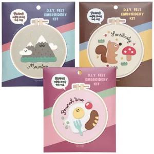 DIY 펠트 자수 키트 3개/펀치/니들/뜨개질/세트/펀칭/임신/선물/러그/패키지/바느질/만들기
