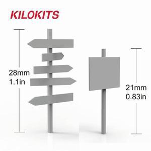 172 플라스틱 도색되지 않은 도로 표지판 세트 DIY 공예 디오라마 풍경 철도 레이아웃 아키텍처 키트 20 개