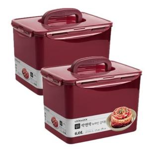 김장시즌 1+1 NEW 김치통:정석 와인 6L 원핸들 직사각 김장 물김치 밀폐용기