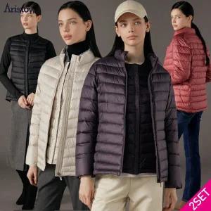 2SET [ ARISTOW] 여성 클라우드 경량패딩점퍼 베스트 2종세트