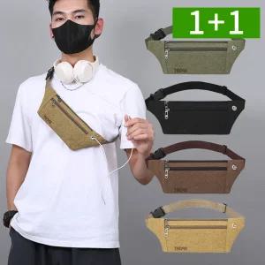 [1개+1개] 캔버스 힙색 슬링백 남성 여성 미니백 여행 보조 허리 가방