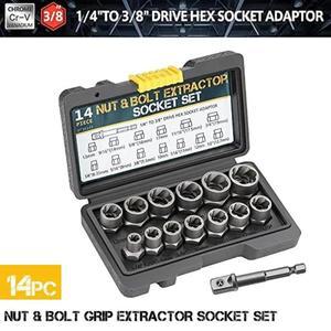 임팩트 볼트 너트 리무버 추출 소켓 세트 14 개, 손상된 나사 제거용 도구 키트