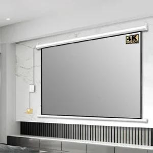 전동 프로젝터 스크린 벽걸이 무선 원격 제어 4K UHD 대형 시어터 유리섬유 금속