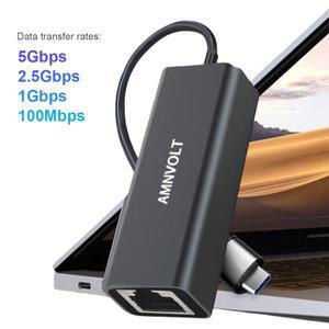 5Gbps USB C-RJ45 이더넷 어댑터 3.2-5 GbE Microsoft Windows Mac OS 용 휴대용 LAN 변환기