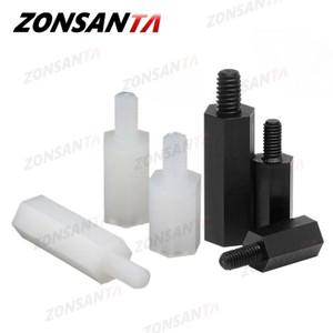 M2 M2.5 M3 M4 검정색 나일론 육각형 남성 스탠드오프 스페이서 기둥 마운트 나사 PCB 플라스틱 흰색 육각