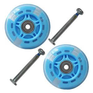 LED 발광 킥보드 불바퀴 80mm 2p + 볼트너트 2p, 블루, 1세트