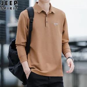 JEEP SPIRIT 2025년 봄 가을 중청년 캐주얼 긴팔 상의 남성 데일리룩 폴라티
