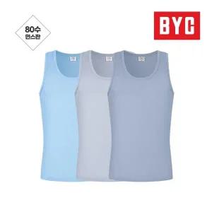 BYC 3매입 남성런닝 80수 면스판 수피마 고급 MNS2004