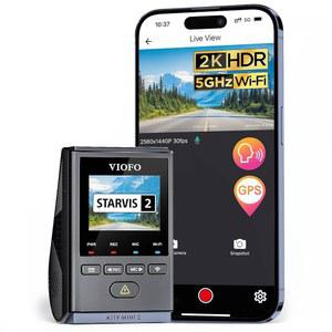 VIOFO 대시캠 A119 미니 2, 스타비스 2 센서, 2K 60fps/HDR 30fps 음성 제어 차량 대시 카메라(5GHz Wi-Fi GPS, 나이트 비전 2.0, 24시간 주차 모드, 슈퍼커패시터, 512GB 최대 지원)