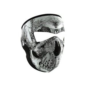 Zanheadgear 풀 마스크 네오프렌 흑백 해골 얼굴이 어둠 속에서 빛나다