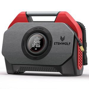 ETENWOLF Vortex S6SE 무선 타이어 인플레이터 휴대용 공기 압축기, 15600mAh 배터리 장착 자동차 타이어용 160PSI 에어 펌프, 100% 듀티 사이클 및 듀얼 실린더, 대형 차량용 빨간색