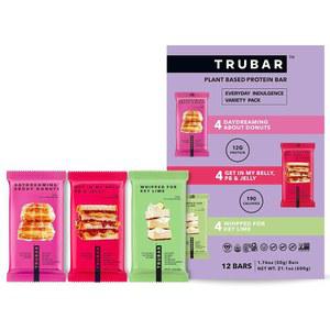 트루바 단백질 바 버라이어티 팩, 다양한 맛, 도넛, PB & 젤리, 키 라임, 텐 프리, 스낵, 12G 식물성 단백질, 고섬유질, 바, 12 CT