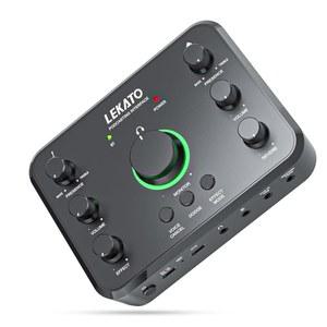 LEKATO 충전식 블루투스 오디오 인터페이스, XLR 마이크가 있는 USB 오디오 인터페이스, Hi-Z 라인, 24비트/96kHz, 48V 팬텀 파워 게임 보컬 스트리밍 팟캐스트 녹화용