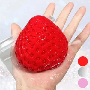 대왕 딸기 말랑이 스트레스볼 스퀴시 장난감 레드 핑크 투명반짝 3색상 6.5 x 6.2cm 90g